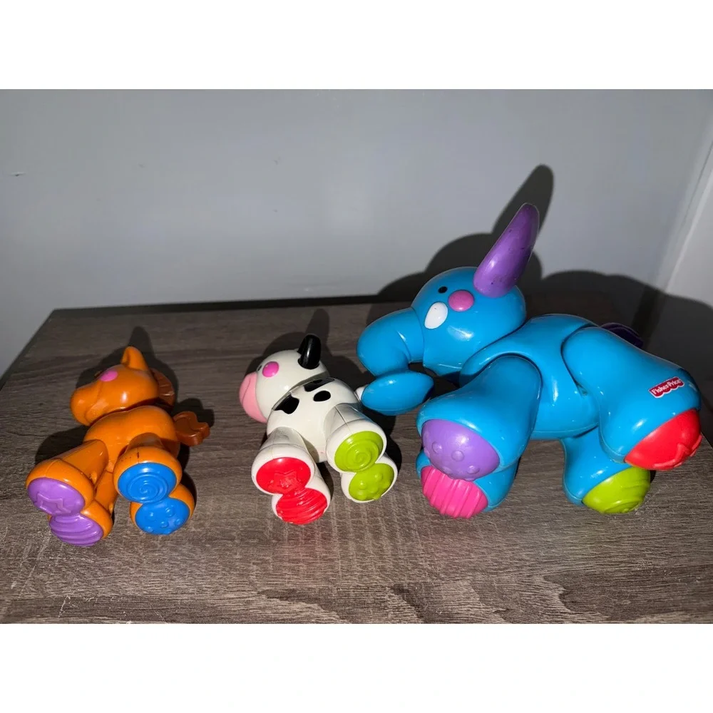 Fisher Price Amazing Animals Clicker Toy Lot Elephant Cow Horse Toddler Figures